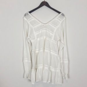 Free People | White Mesh Mini Dress Long S…